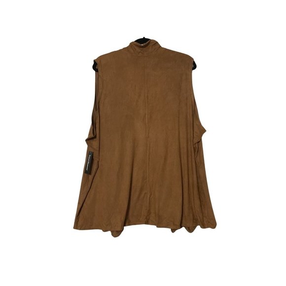 Travel Elements Cardigan Jacket Womens Plus Size 2X Suede Look Sleeveless Solid - Picture 3 of 10